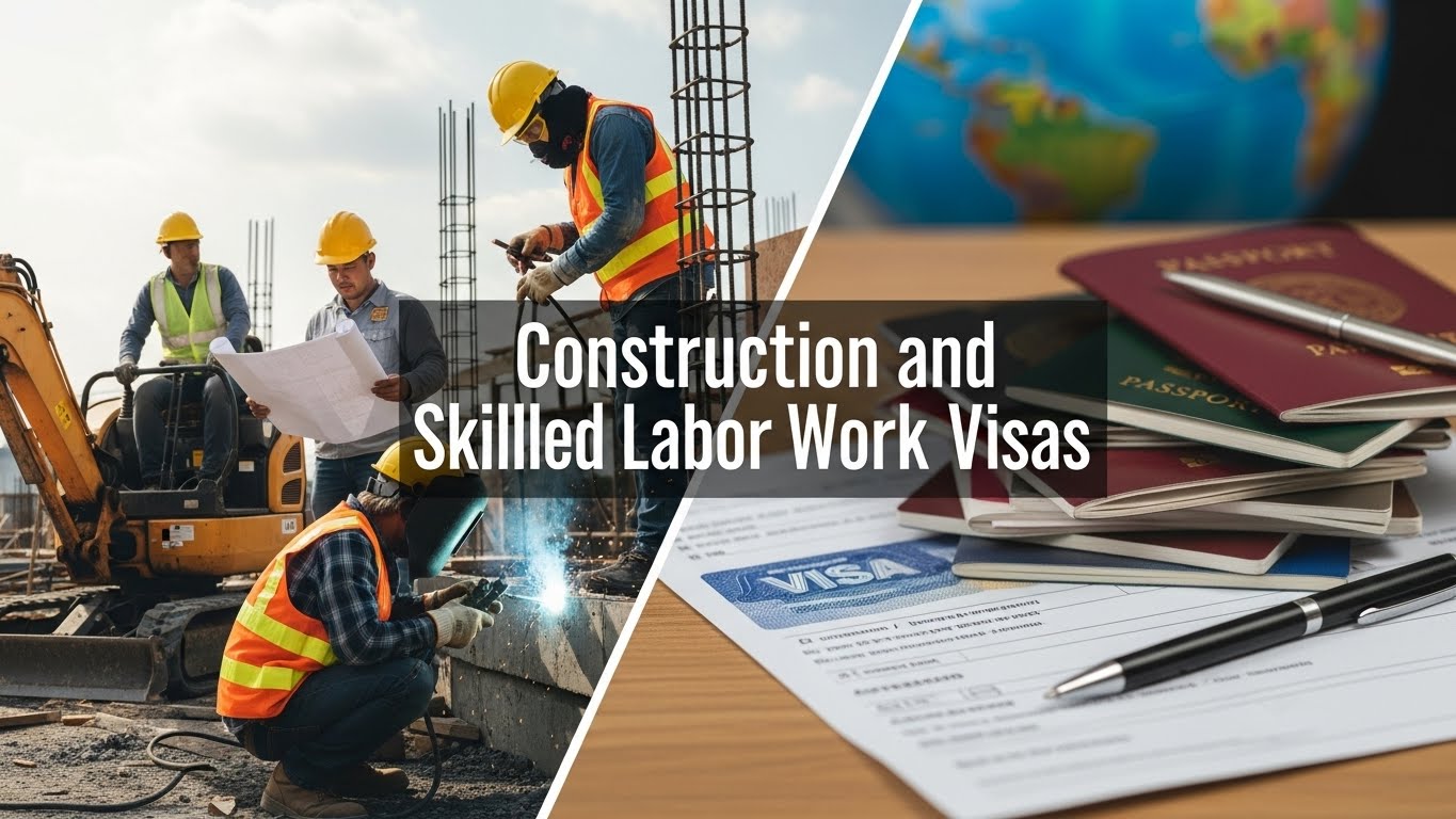 Discover how construction and skilled labor work visas operate, top countries hiring, eligibility requirements, salaries, and pathways to work abroad legally.